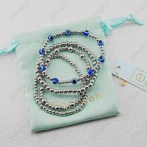 💖Enewton 4pcs Silver & Blue Evil Eye Bracelet Set